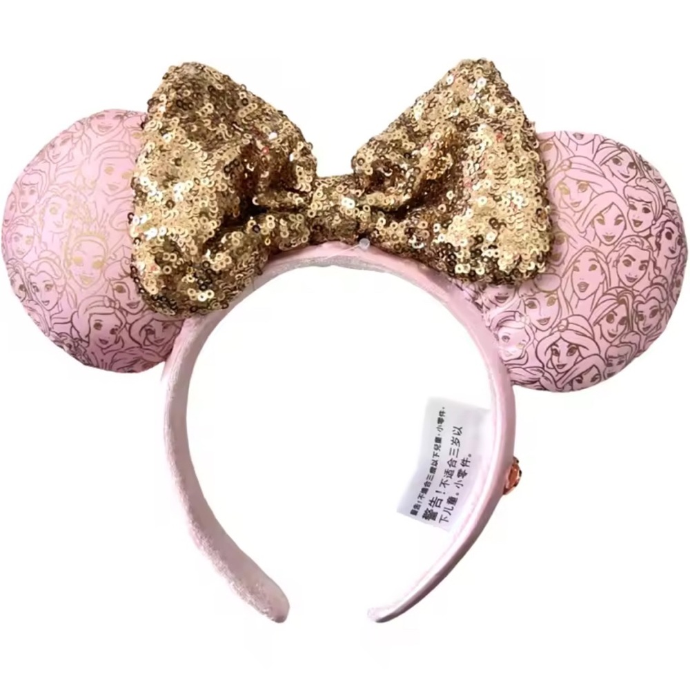 Disney Princess Pink and Gold Sequin Bow Headband Ears